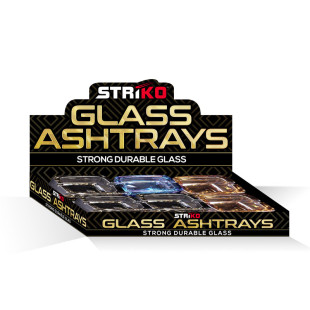 Striko™ Square Glass Ashtray – Metal...